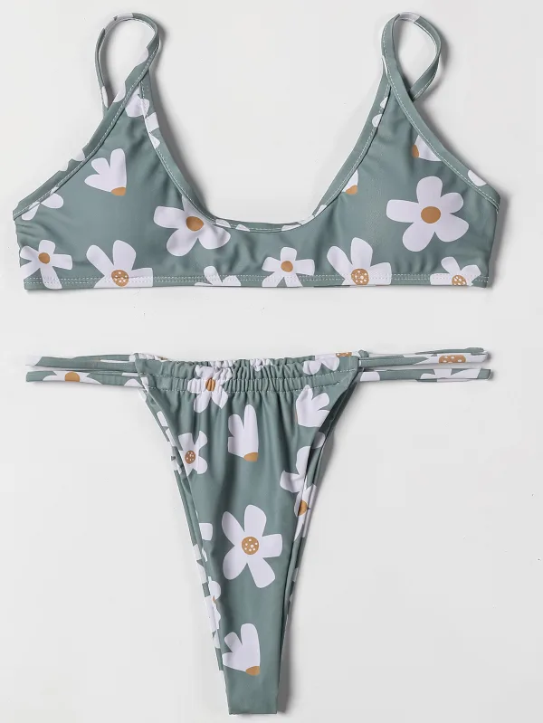 Floral Print Low-Rise Bikini Set