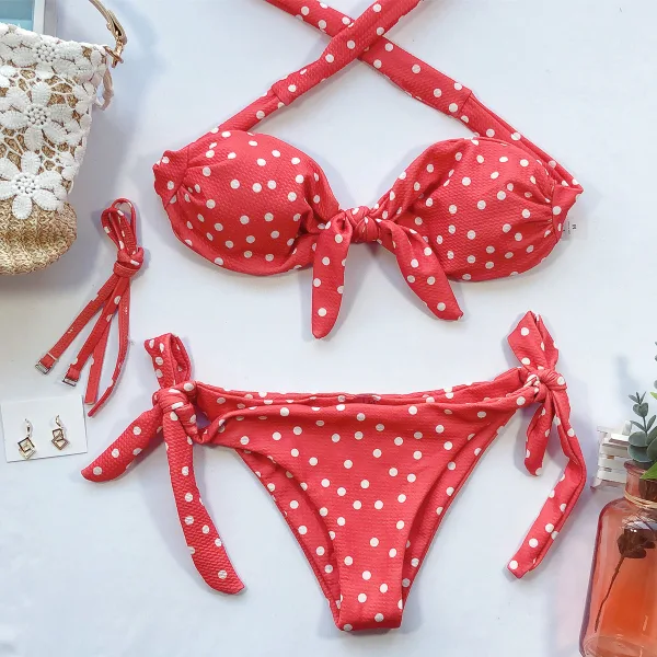 Polka Dot Bikini Set with Classic Silhouette