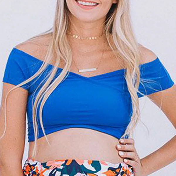 Printed Maternity Bikini Set with High-Waist Fit