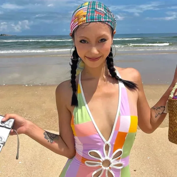 Rainbow Hollow-Detail One-Piece Swimsuit