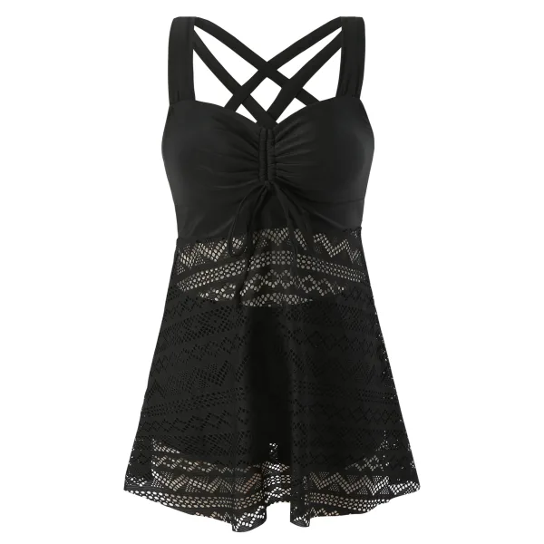 Solid Lace Detail One-Piece Swimsuit