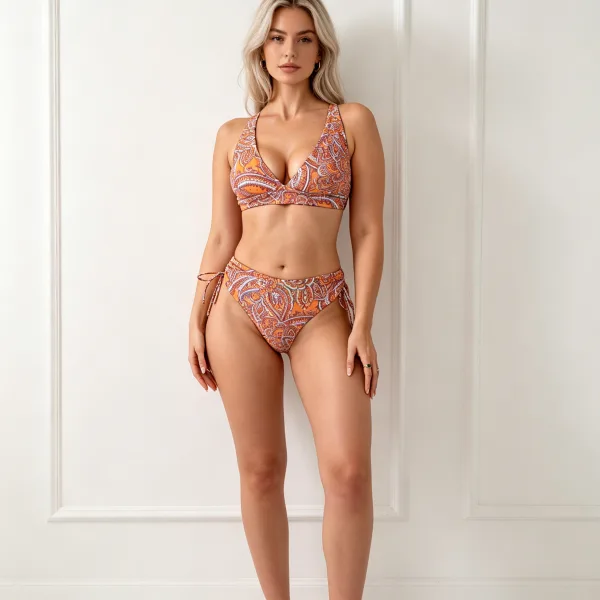Boho Paisley High-Waist Bikini Set