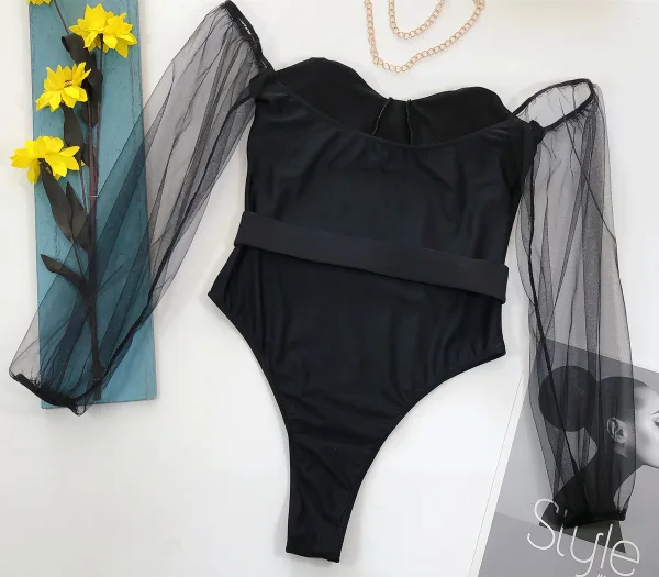 Mesh Long-Sleeve Bikini Set