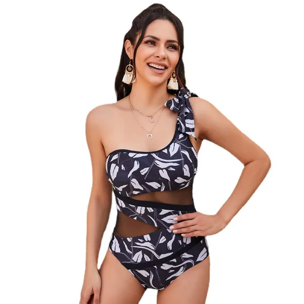 One-Shoulder Bow Detail One-Piece Swimsuit