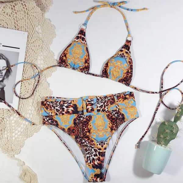 Printed Halter Bikini with Soft Cup Padding