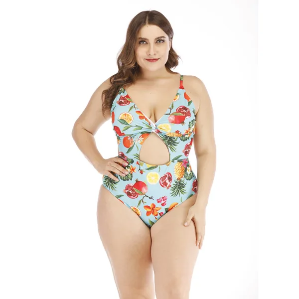 Floral Print Backless One-Piece Swimsuit