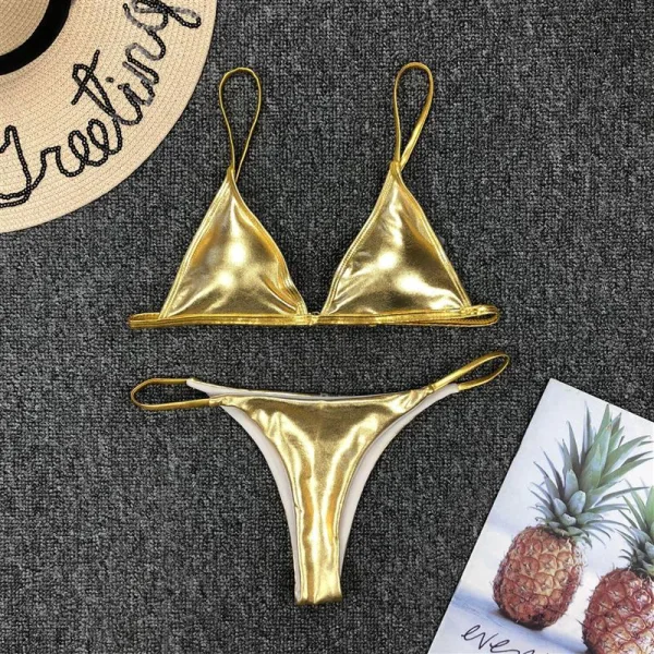 Solstice Metallic Thong Bikini Set