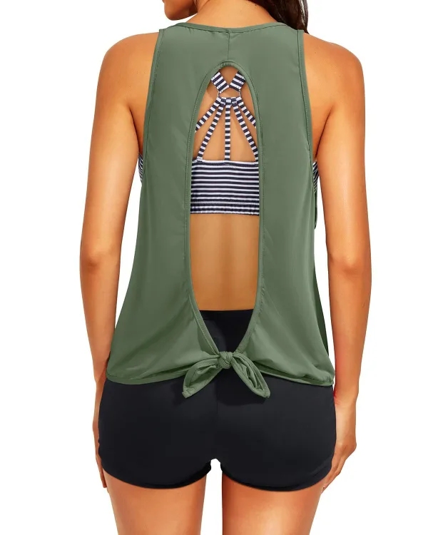 Three-Piece Printed Swim Set with Matching Shorts