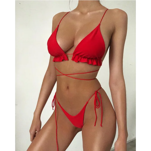 Minimalist Solid Bikini Set with Chest Pads