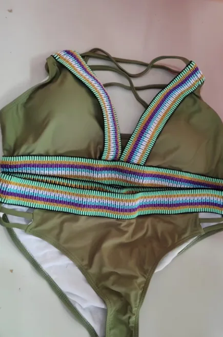 High-Waist V-Neck Bikini Set