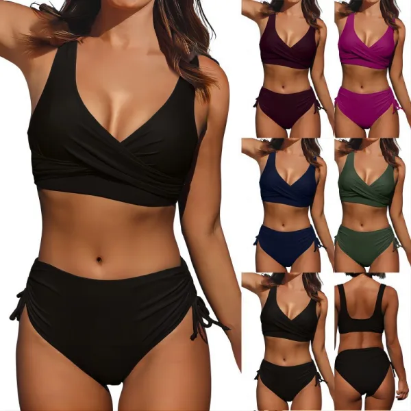Cross-Strap Bikini Set with Back Shaping Detail
