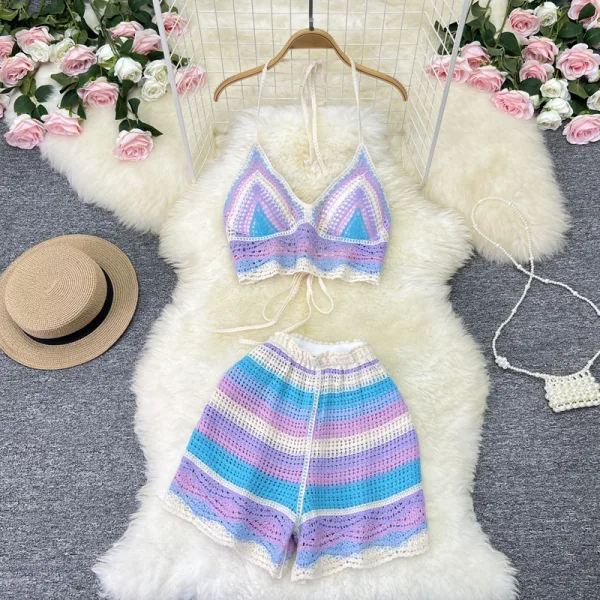 Coastal Stripe Halter Bikini Set