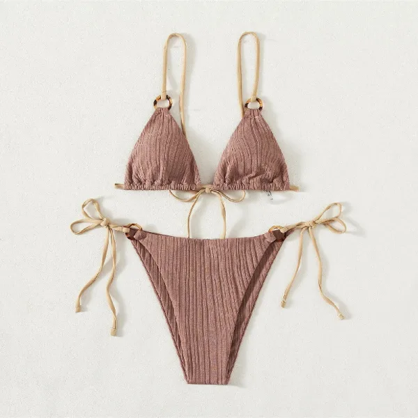 Minimalist Solid Strap Bikini Set