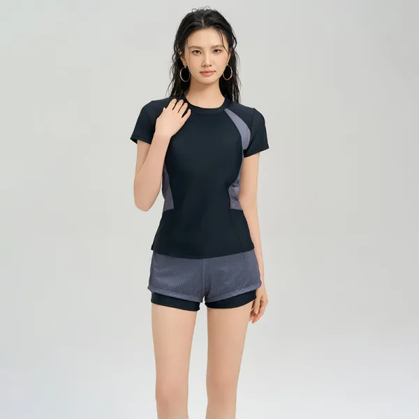 Modest Short-Sleeve Two-Piece Swimsuit