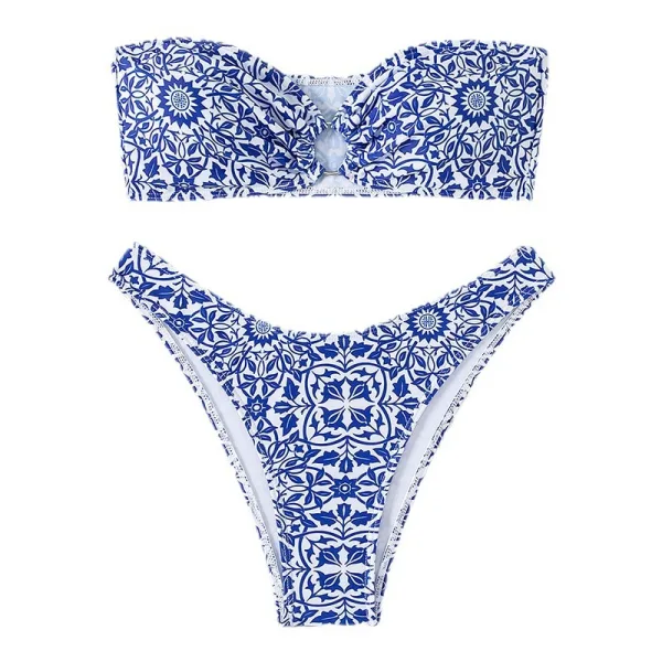 Floral Print Thong Bikini Set