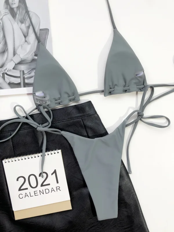 Minimalist Triangle Bikini Set in Slate Grey