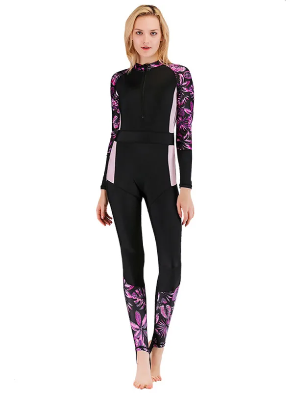 Long-Sleeve Sun Protection One-Piece Swimsuit