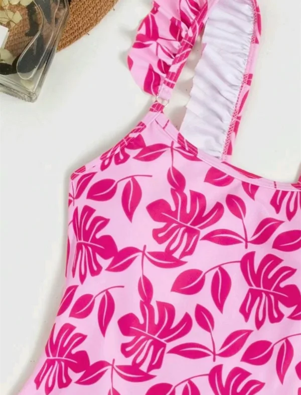 Coastal Printed One-Piece Swimsuit with Skirt Overlay