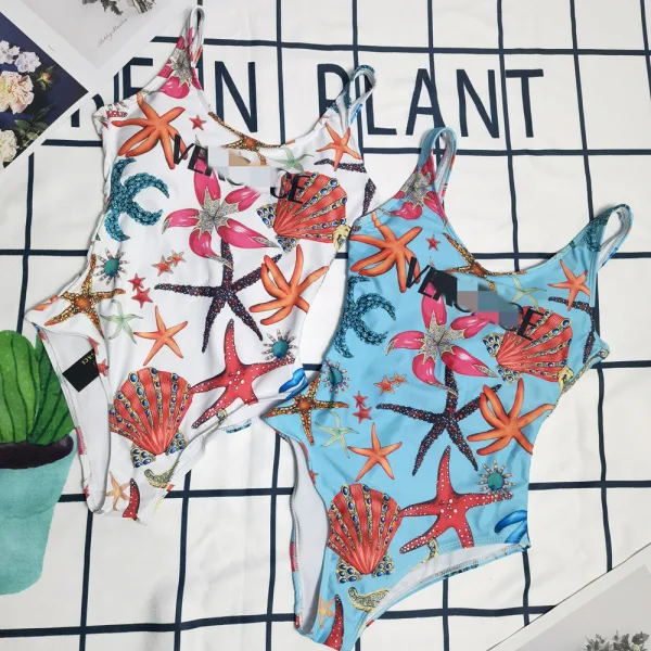 Starfish Print Triangle One-Piece Swimsuit