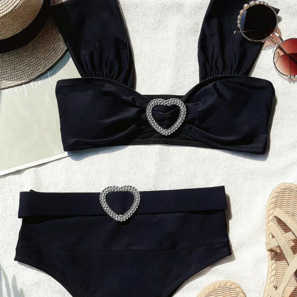 Solid Colour Bikini Set with Soft Padding
