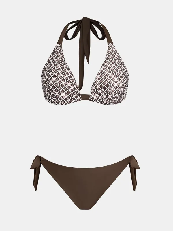 One-Piece Swimsuit with Triangle Cups and Print