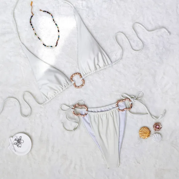 Aura Strappy Metal-Detail Bikini Set
