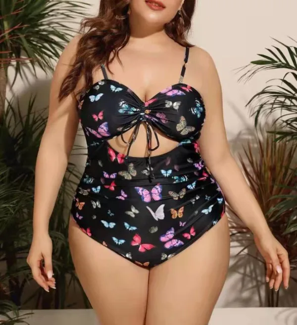 Black Printed One-Piece Swimsuit