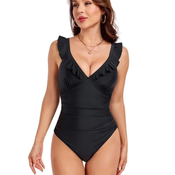 V-Neck Lace Backless One-Piece Swimsuit