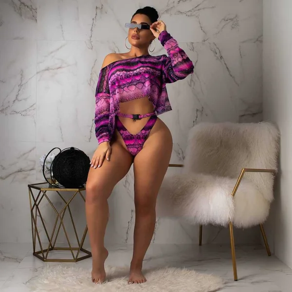 Serenity Floral Bikini Set with Long-Sleeve Cover-Up
