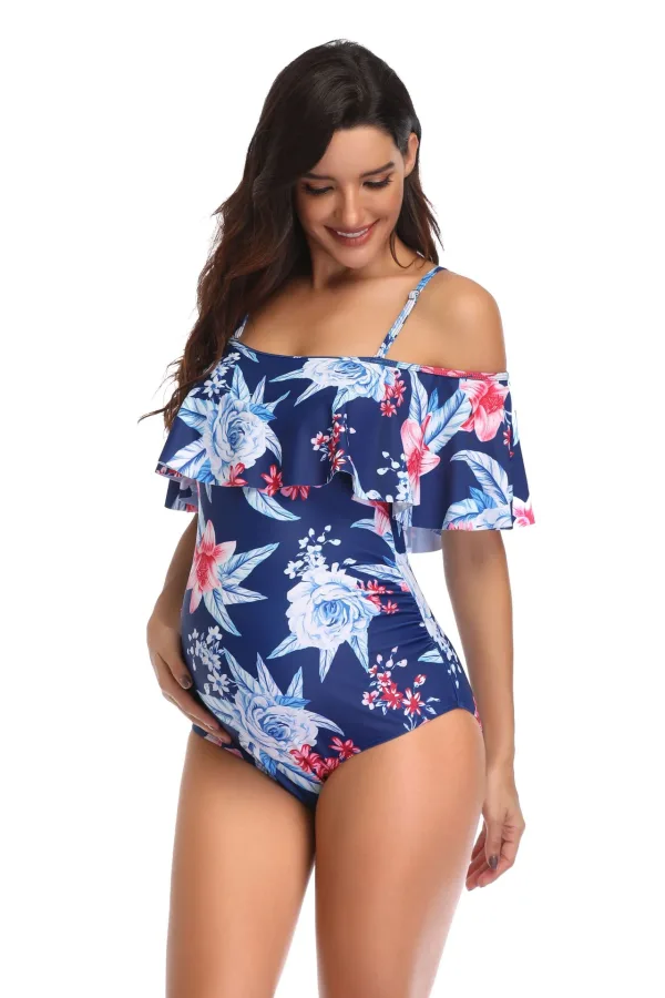 Coastal Print Maternity One-Piece Swimsuit
