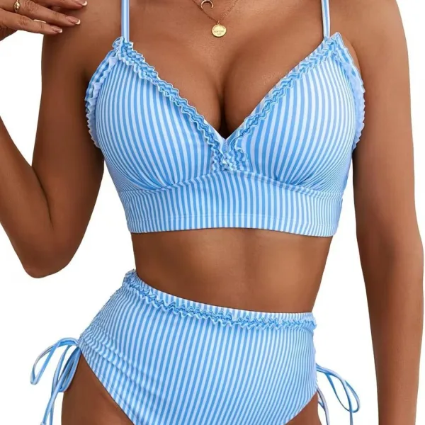 Striped Thong Bikini Set