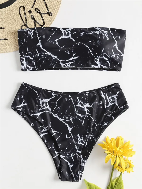 Gradient Tube Top High-Waist Bikini