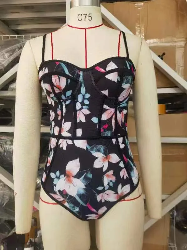 Floral Triangle One-Piece Swimsuit