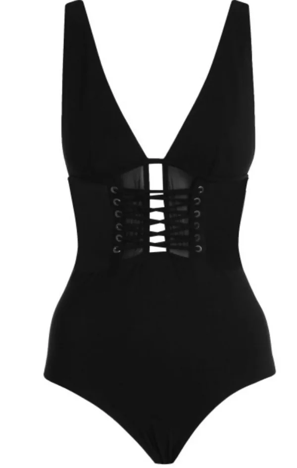 Deep V-Neck Strap One-Piece Swimsuit