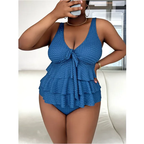 V-Neck Bikini Set in Haze Blue