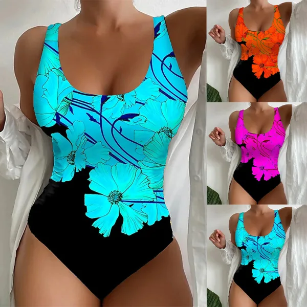 One-Piece Swimsuit With Vibrant Printed Detail