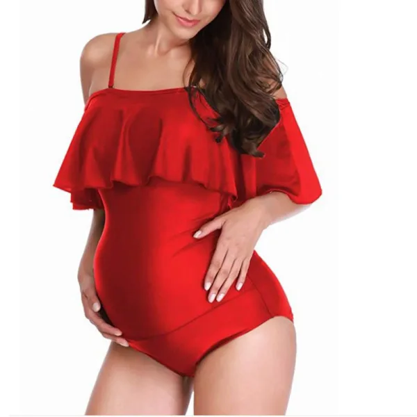 Classic Solid One-Piece Maternity Swimsuit