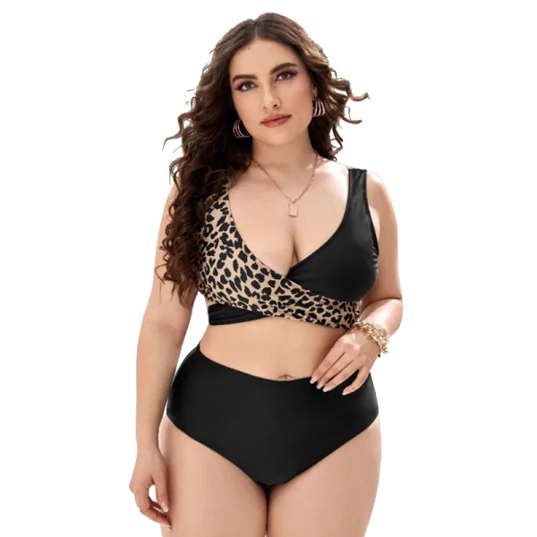 Cross-Front Two-Tone Bikini Set