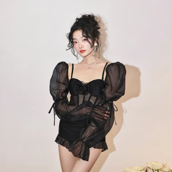 Aria Puff-Sleeve High-Waist Bikini Set