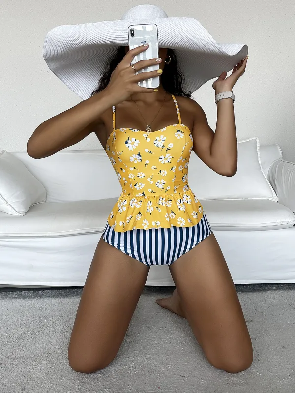 Sunflower Print Two-Piece Bikini Set
