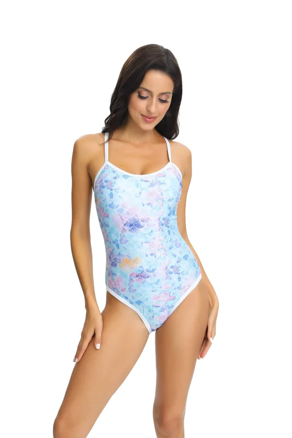 Floral Print Cross-Back One-Piece Swimsuit
