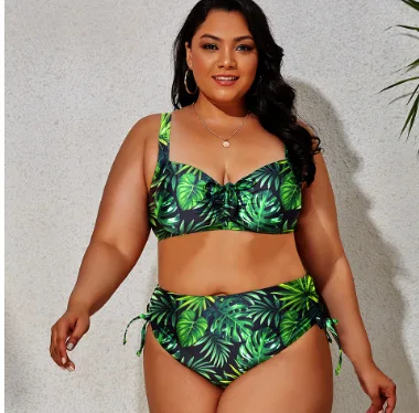 High-Waist Bikini Set with Supportive Bust Cups