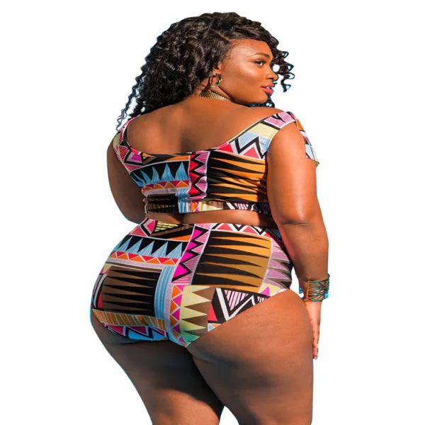 One-Shoulder Printed Bikini Set with High-Waist Bottoms