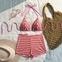 9366 Red Striped Bikini
