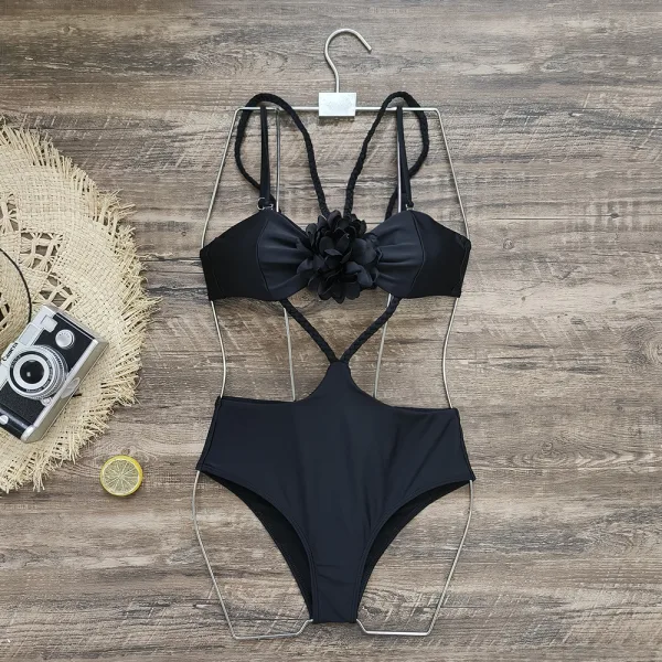 Lace-Up Tube Top One-Piece Swimsuit
