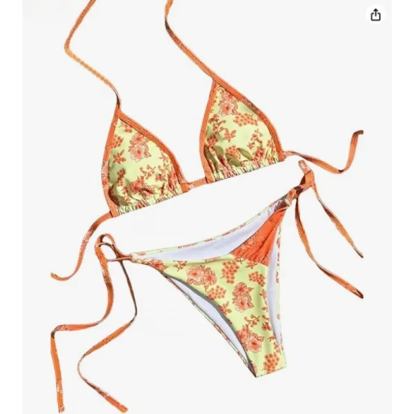 Porcelain Print Thong Bikini Set
