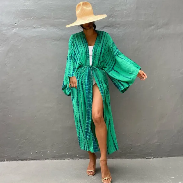 Printed Beach Cover-Up Kimono