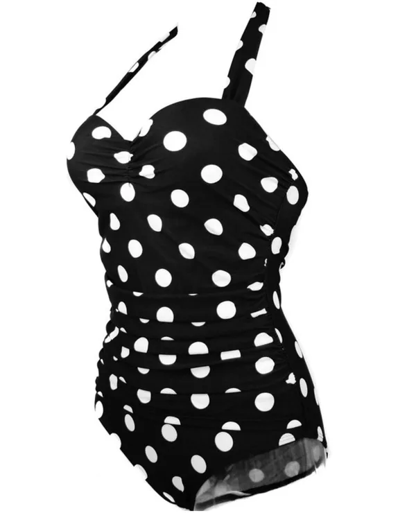 Polka Dot Halter One-Piece Swimsuit