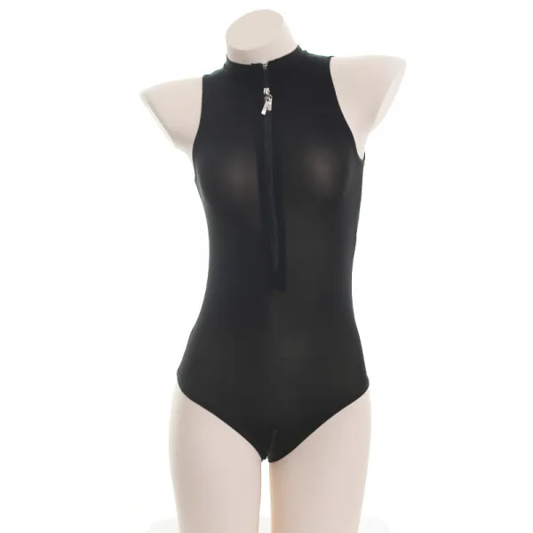 Minimalist Zipper-Front One-Piece Swimsuit