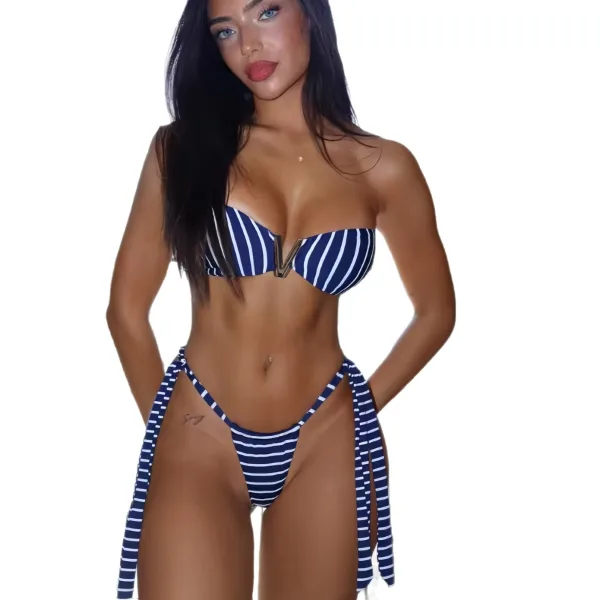 Coastal Stripe Bikini Set in Blue and White